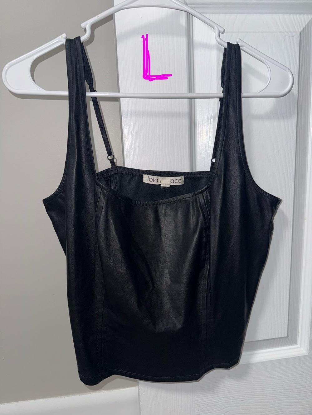 Dry Goods Black Faux Leather Camisole Tank